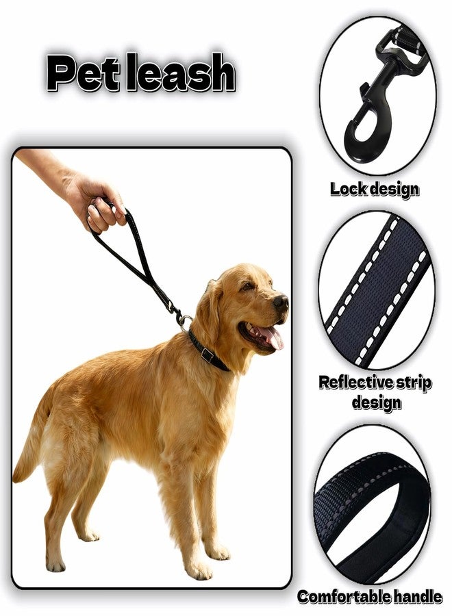 RyanDesign Heavy Duty Nylon Dog Leash with Padded Handle, Black Reflective Short Lead, 12 Inch for Medium Large Dogs, Double Layer Durable Walking Training - Image 4
